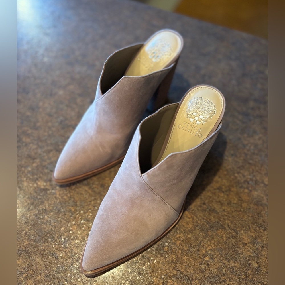 Vince Camuto VC-Crissidy Wild Mushroom True Suede Mules, 9.5M